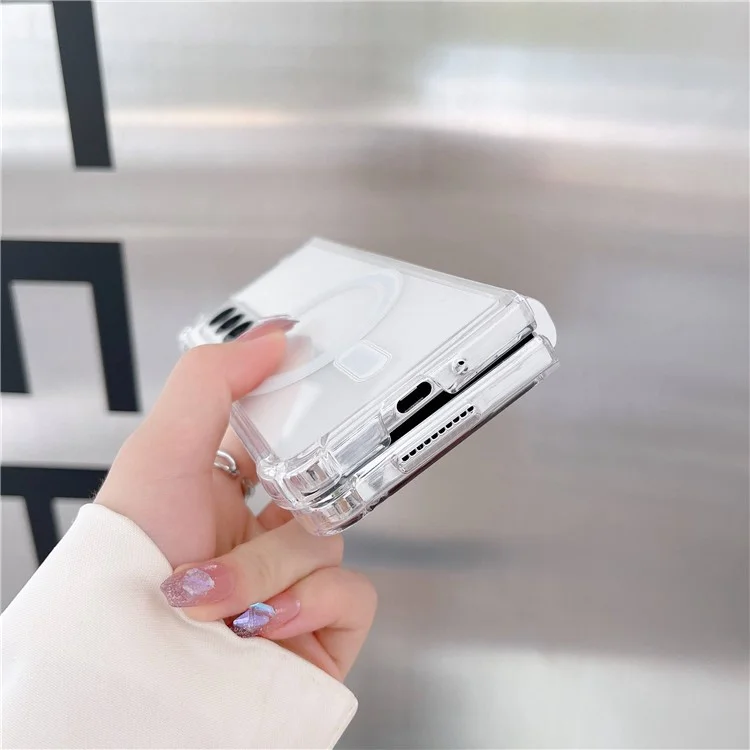 Pour Samsung Galaxy Z Fold4 5G Coque de téléphone anti-chute Compatible avec MagSafe Étui de protection en TPU souple + PC transparent