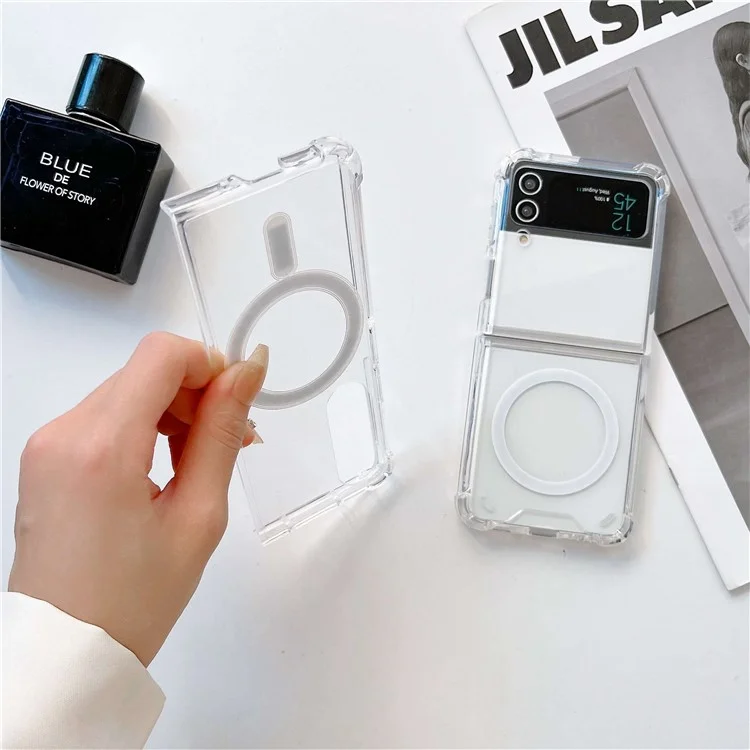 Pour Samsung Galaxy Z Fold4 5G Coque de téléphone anti-chute Compatible avec MagSafe Étui de protection en TPU souple + PC transparent