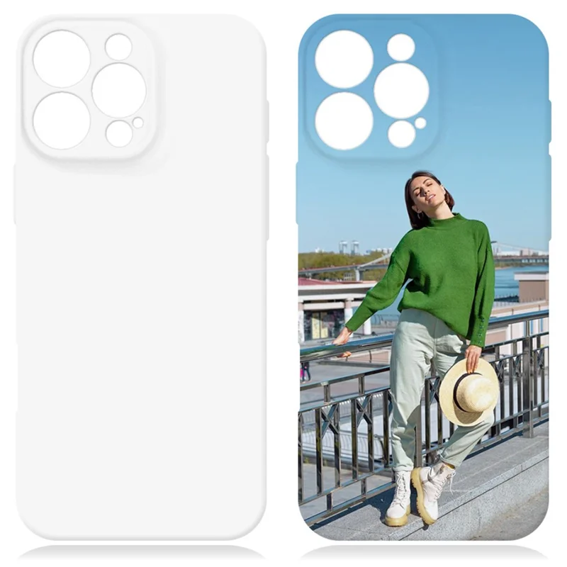 Bulk Purchasing For iPhone 15 Pro Max Case Single Layer PC Blank Phone Cover Support 3D Heat Transfer Printing - White Large Hole Glossy