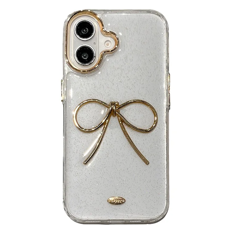 Étui iPhone 16 Plus Nœud Doré Design Époxy TPU + PC Coque Arrière de Téléphone