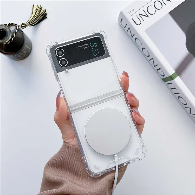Für Samsung Galaxy Z Flip4 5G kompatibel mit MagSafe Anti-Fall-Handyhülle, weiche TPU + transparente PC-Rückenschutzhülle