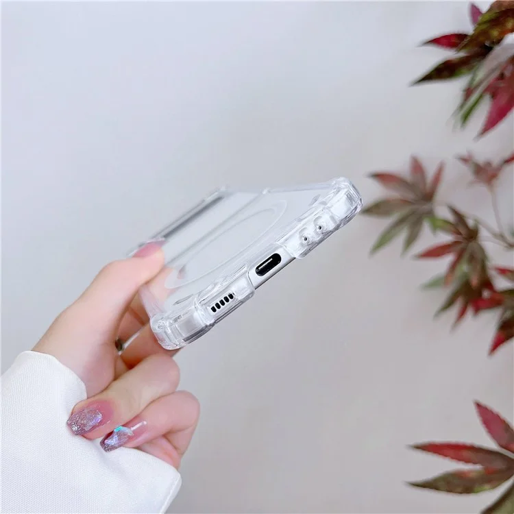 Für Samsung Galaxy Z Flip4 5G kompatibel mit MagSafe Anti-Fall-Handyhülle, weiche TPU + transparente PC-Rückenschutzhülle