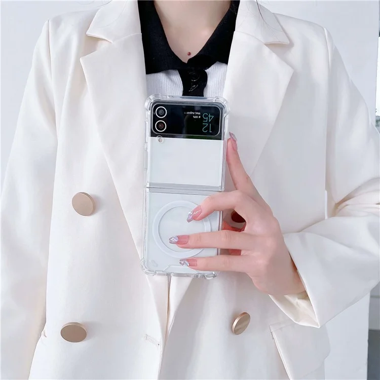 Für Samsung Galaxy Z Flip4 5G kompatibel mit MagSafe Anti-Fall-Handyhülle, weiche TPU + transparente PC-Rückenschutzhülle