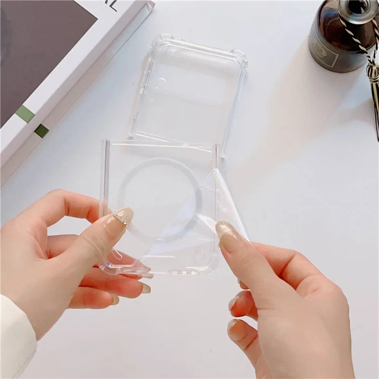 Für Samsung Galaxy Z Flip4 5G kompatibel mit MagSafe Anti-Fall-Handyhülle, weiche TPU + transparente PC-Rückenschutzhülle