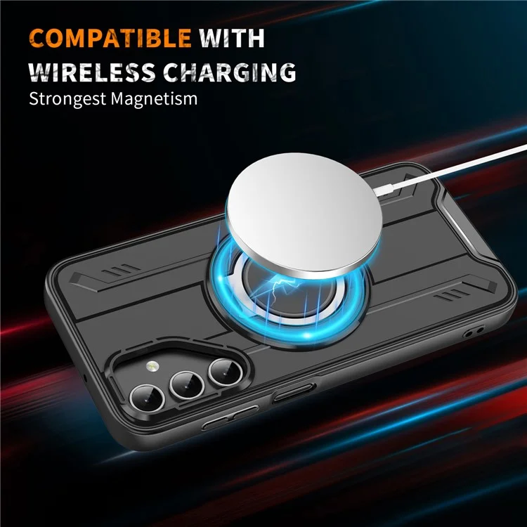 Bulk Purchasing For Samsung Galaxy A35 5G Case Compatible with MagSafe Rotating Ring Kickstand PC + TPU Shockproof Phone Cover - Black