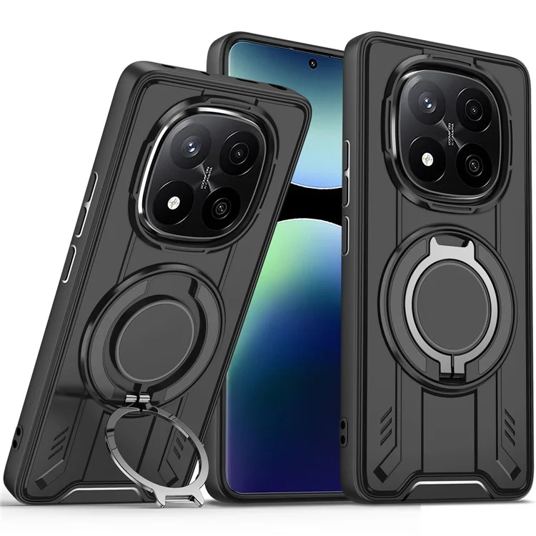 Оптовая покупка Чехла для Xiaomi Redmi Note 14 Pro+ 5G, совместимого с MagSafe, с вращающимся кольцом-подставкой, из поликарбоната и TPU, противоударный - Черный
