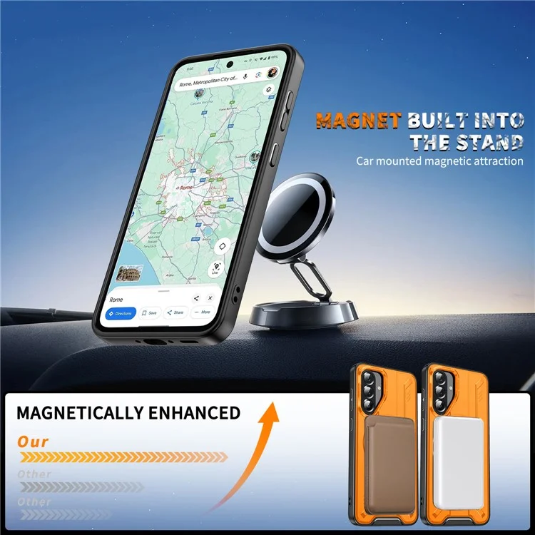 Bulk Purchasing For Samsung Galaxy A36 5G Case Compatible with MagSafe Rotating Ring Kickstand PC + TPU Shockproof Phone Cover - Orange