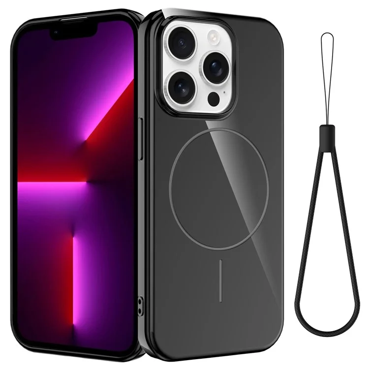 Bulk Purchasing For iPhone 13 Pro Magnetic Case Compatible with MagSafe TPU Phone Back Cover with Lanyard - Black