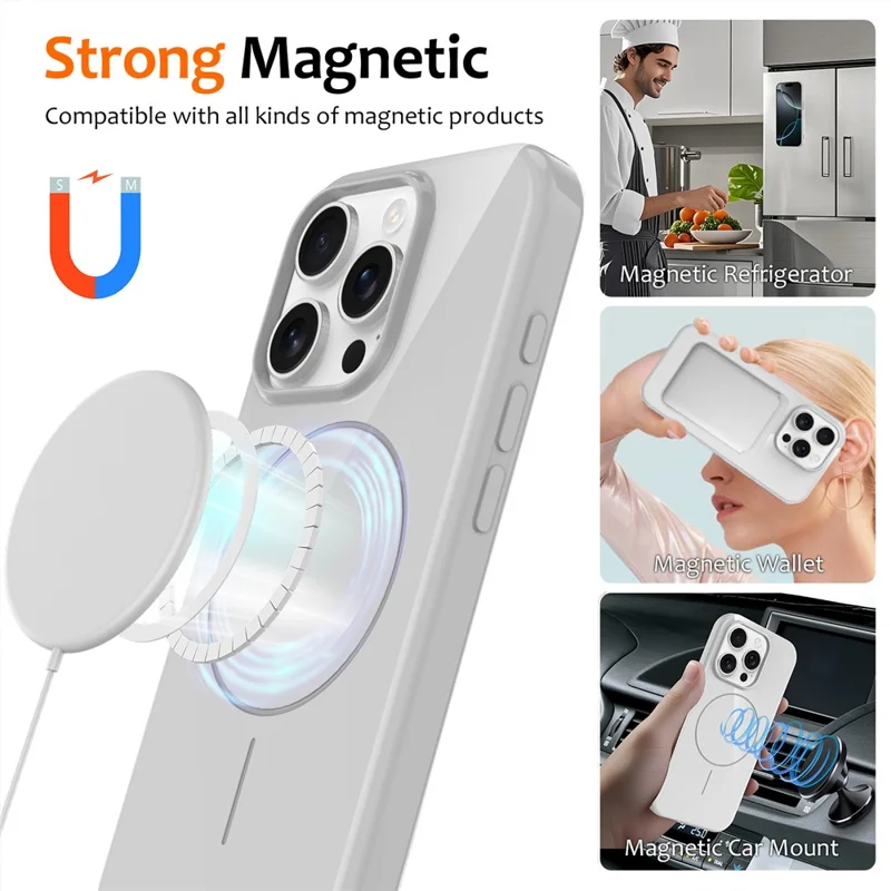 Bulk Purchasing For iPhone 13 Pro Magnetic Case Compatible with MagSafe TPU Phone Back Cover with Lanyard - White
