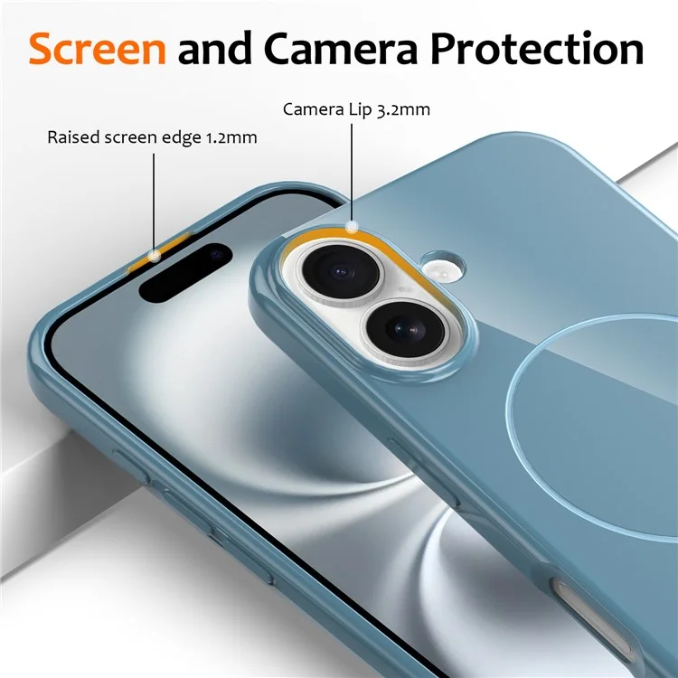 Bulk Purchasing For iPhone 16 Magnetic Case Compatible with MagSafe TPU Phone Back Cover with Lanyard - Blue