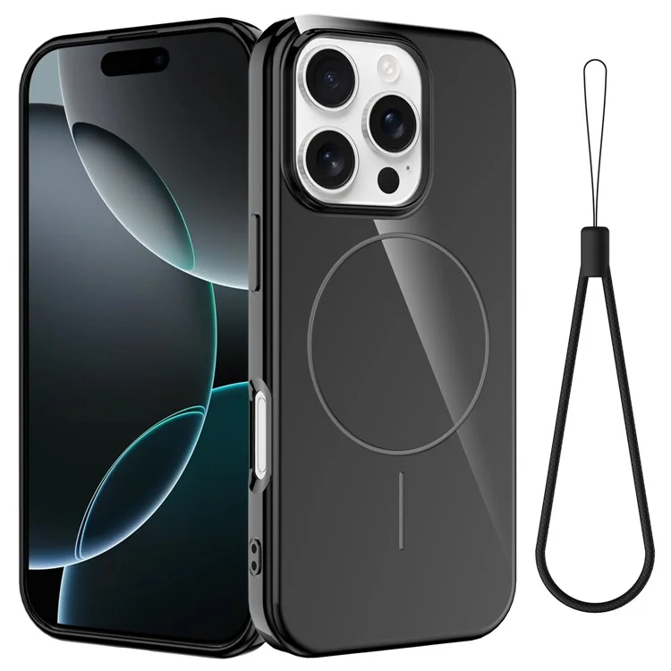 Achat en gros pour étui magnétique iPhone 16 Pro compatible avec MagSafe, coque arrière en TPU avec lanière - Noir