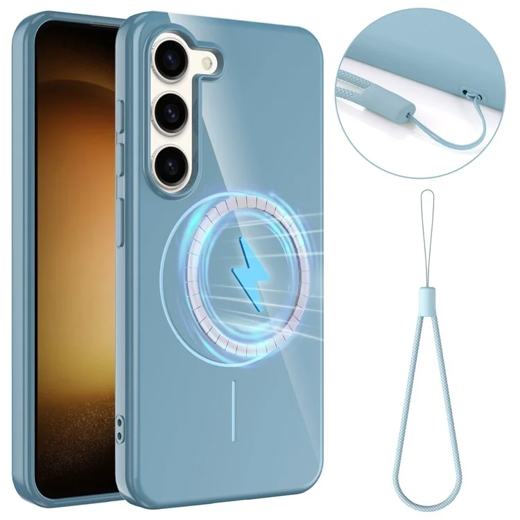 Großeinkauf für Samsung Galaxy S23 Magnetische Hülle, kompatibel mit MagSafe, TPU-Handyrückseite mit Lanyard - Blau