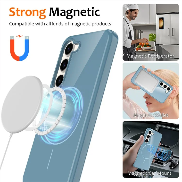 Großeinkauf für Samsung Galaxy S23 Magnetische Hülle, kompatibel mit MagSafe, TPU-Handyrückseite mit Lanyard - Blau