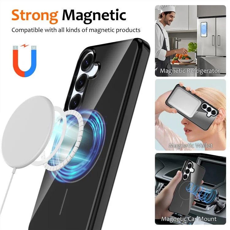 Bulk Purchasing For Samsung Galaxy S23 FE Magnetic Case Compatible with MagSafe TPU Phone Back Cover with Lanyard - Black