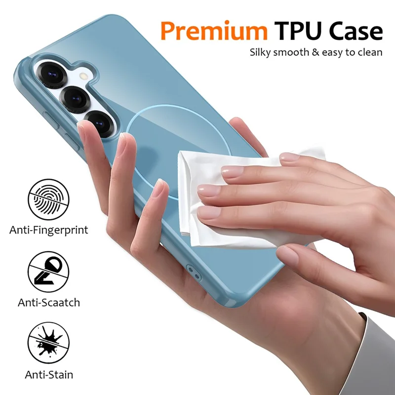 Bulk Purchasing For Samsung Galaxy S24+ Magnetic Case TPU Phone Back Cover with Lanyard - Blue