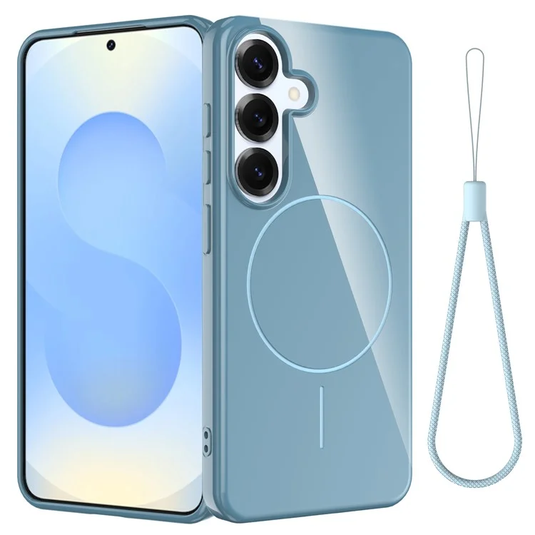 Achat en gros pour étui magnétique Samsung Galaxy S25+ compatible avec MagSafe, coque arrière en TPU avec cordon - Bleu