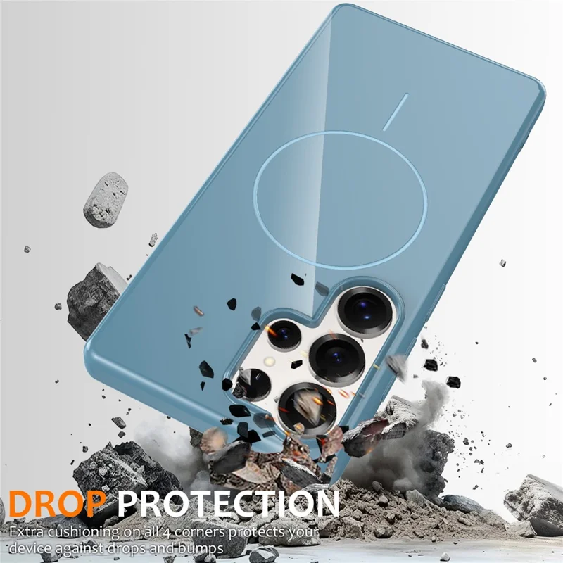 Bulk Purchasing For Samsung Galaxy S25 Ultra Magnetic Case TPU Phone Back Cover with Lanyard - Blue