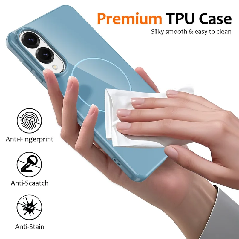 Bulk-Einkauf für Samsung Galaxy S25 Edge Magnetische Hülle kompatibel mit MagSafe TPU Handyrückseite mit Lanyard - Blau