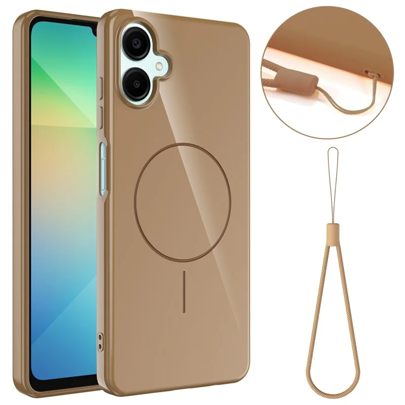 Bulk Purchasing Magnetic Case For Samsung Galaxy A06 5G  /  F06 5G  /  M06 5G Compatible with MagSafe TPU Phone Back Cover with Lanyard - Desert Gold