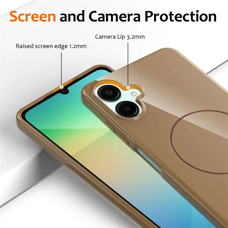 Bulk Purchasing Magnetic Case For Samsung Galaxy A06 5G  /  F06 5G  /  M06 5G Compatible with MagSafe TPU Phone Back Cover with Lanyard - Desert Gold