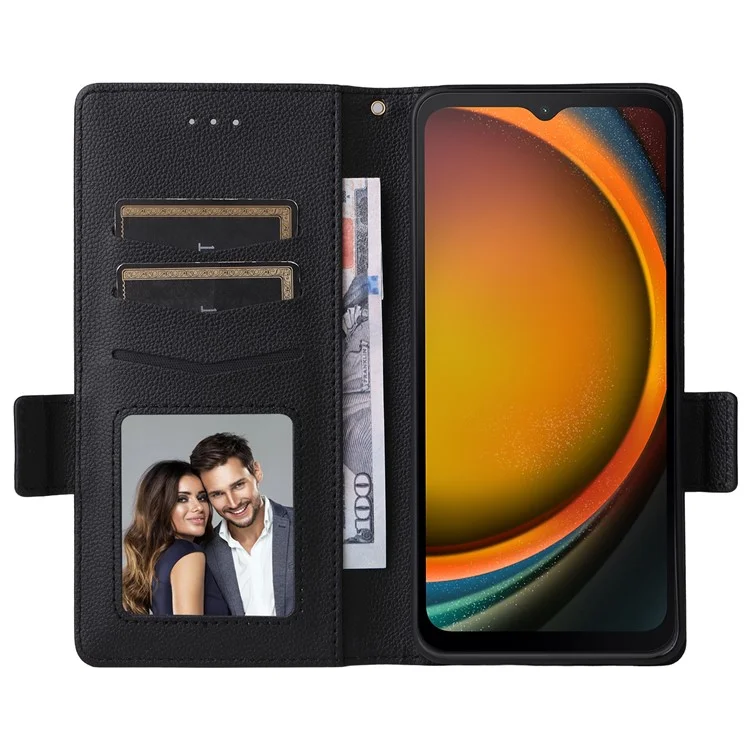 Capa para Samsung Galaxy XCover7 Pro com Alça de Pulso, Textura de Couro Sintético, Carteira para Celular - Preto