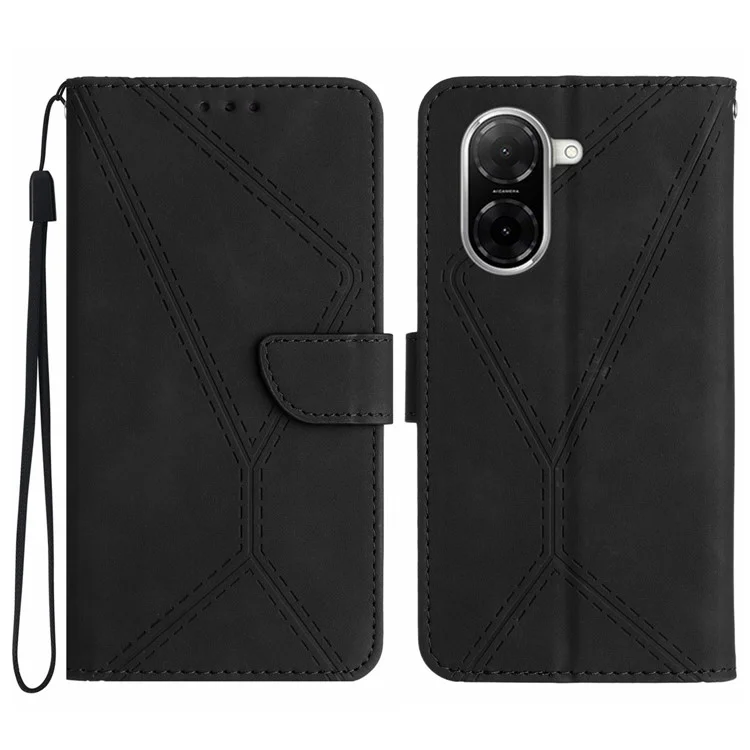 Per Xiaomi Redmi A5 NFC (173,45 mm) Custodia Pelle PU Flip Cover Telefono Linee Tattili Stampate - Nero