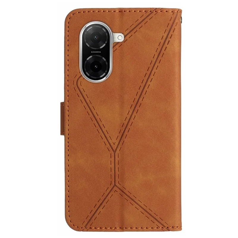 Funda de piel sintética con líneas impresas para Xiaomi Redmi A5 NFC (173,45 mm) - Marrón