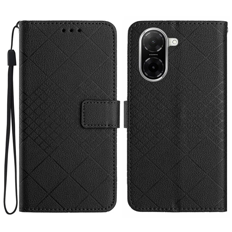 Für Xiaomi Redmi A5 NFC (173,45 mm) Hülle Brieftasche Prägung PU-Leder Flip Folio Handyhülle - Schwarz