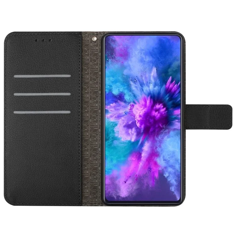 Für Xiaomi Redmi A5 NFC (173,45 mm) Hülle Brieftasche Prägung PU-Leder Flip Folio Handyhülle - Schwarz