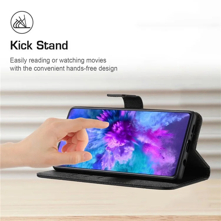 Für Xiaomi Redmi A5 NFC (173,45 mm) Hülle Brieftasche Prägung PU-Leder Flip Folio Handyhülle - Schwarz