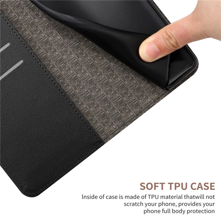 Für Xiaomi Redmi A5 NFC (173,45 mm) Hülle Brieftasche Prägung PU-Leder Flip Folio Handyhülle - Schwarz