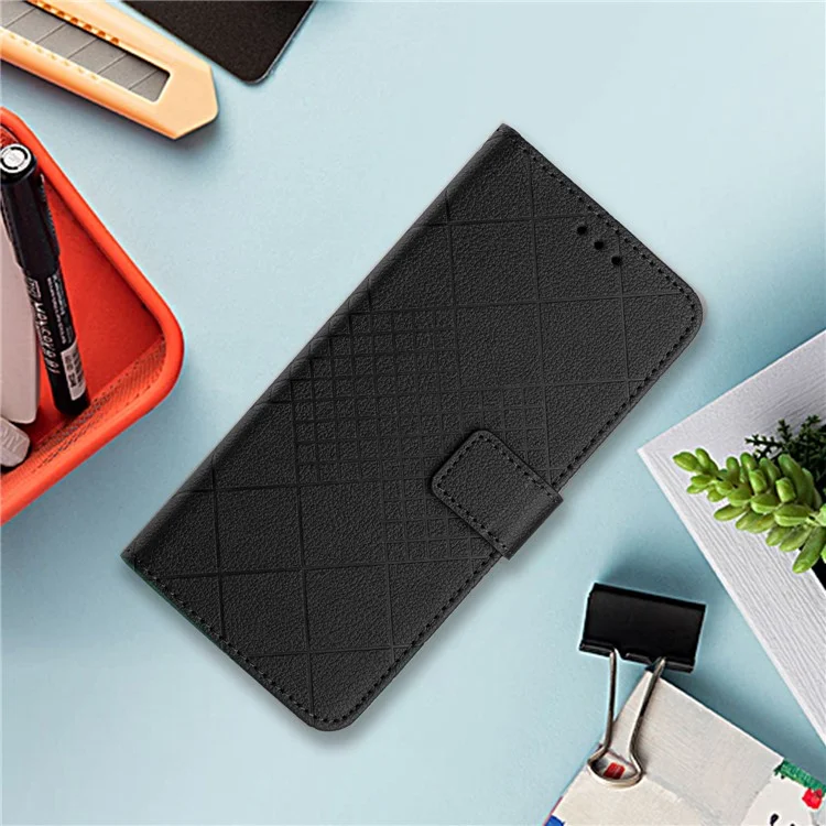 Für Xiaomi Redmi A5 NFC (173,45 mm) Hülle Brieftasche Prägung PU-Leder Flip Folio Handyhülle - Schwarz