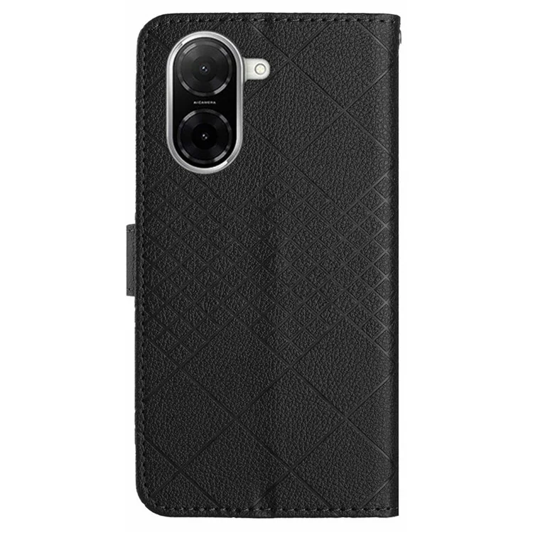 Für Xiaomi Redmi A5 NFC (173,45 mm) Hülle Brieftasche Prägung PU-Leder Flip Folio Handyhülle - Schwarz