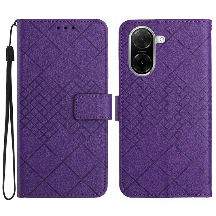 For Xiaomi Redmi A5 NFC (173.45mm) Case Wallet Imprint PU Leather Flip Folio Phone Cover - Dark Purple
