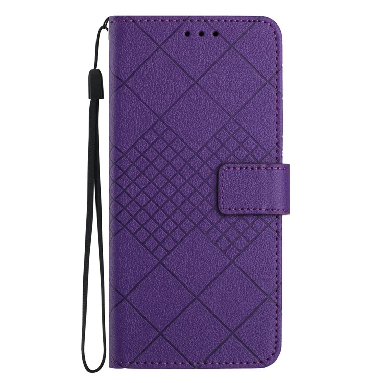 For Xiaomi Redmi A5 NFC (173.45mm) Case Wallet Imprint PU Leather Flip Folio Phone Cover - Dark Purple