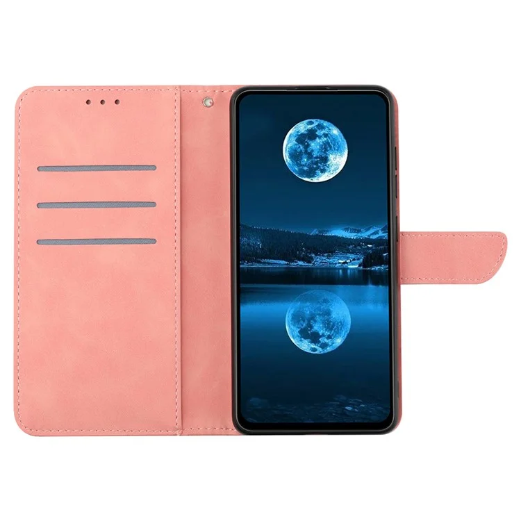For Infinix Note 50x 5G Case Skin Touch Lines Imprinted PU Leather Flip Phone Cover - Pink