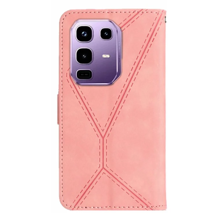 For Infinix Note 50x 5G Case Skin Touch Lines Imprinted PU Leather Flip Phone Cover - Pink