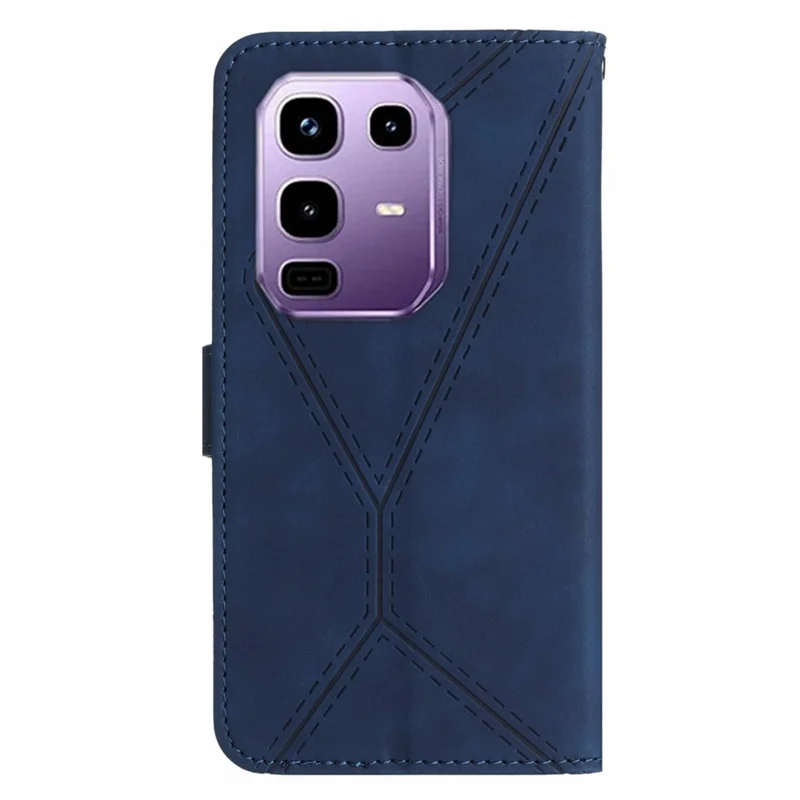 For Infinix Note 50x 5G Case Skin Touch Lines Imprinted PU Leather Flip Phone Cover - Blue