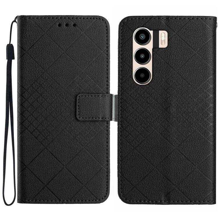 Чехол-книжка для itel Power 70 4G с PU-кожей и отпечатком - Черный
