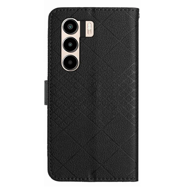 Чехол-книжка для itel Power 70 4G с PU-кожей и отпечатком - Черный