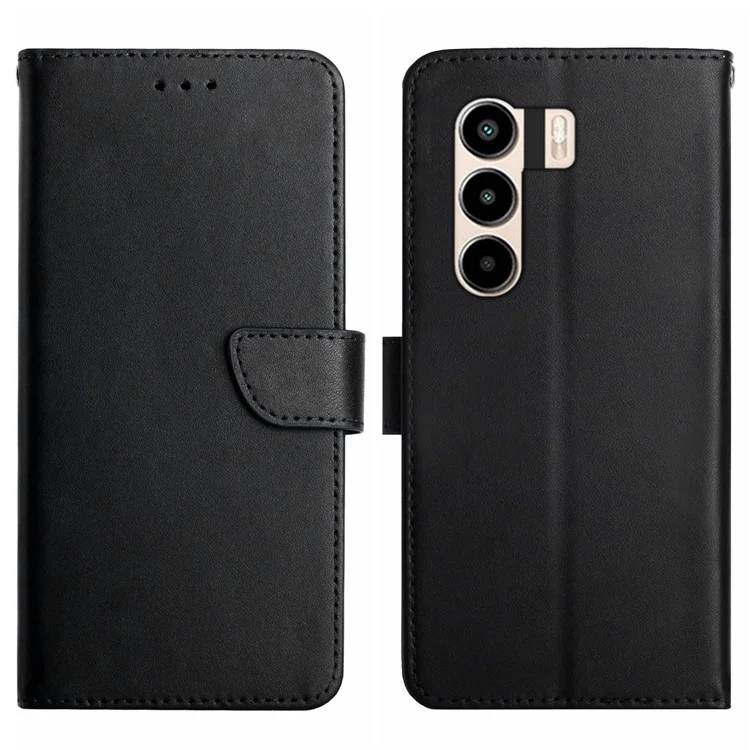Étui pour itel Power 70 4G en cuir de vache véritable - Texture Nappa - Noir