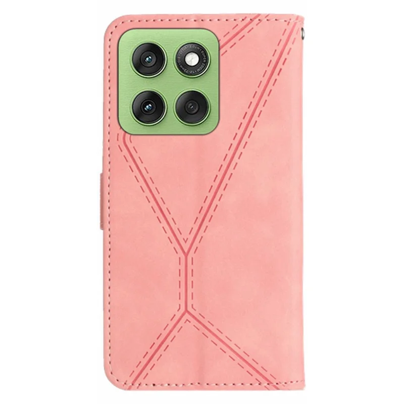 For Motorola Edge 60 5G / 60 Fusion 5G Case Skin Touch Lines Imprinted PU Leather Flip Phone Cover - Pink