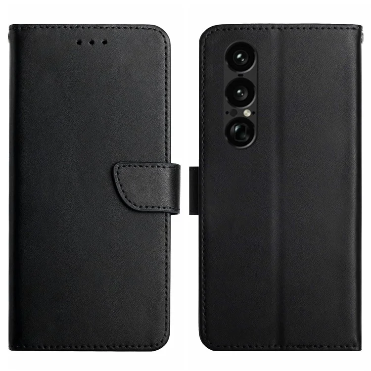Capa para Sony Xperia 1 VII em Couro Genuíno de Vaca - Textura Nappa - Preto