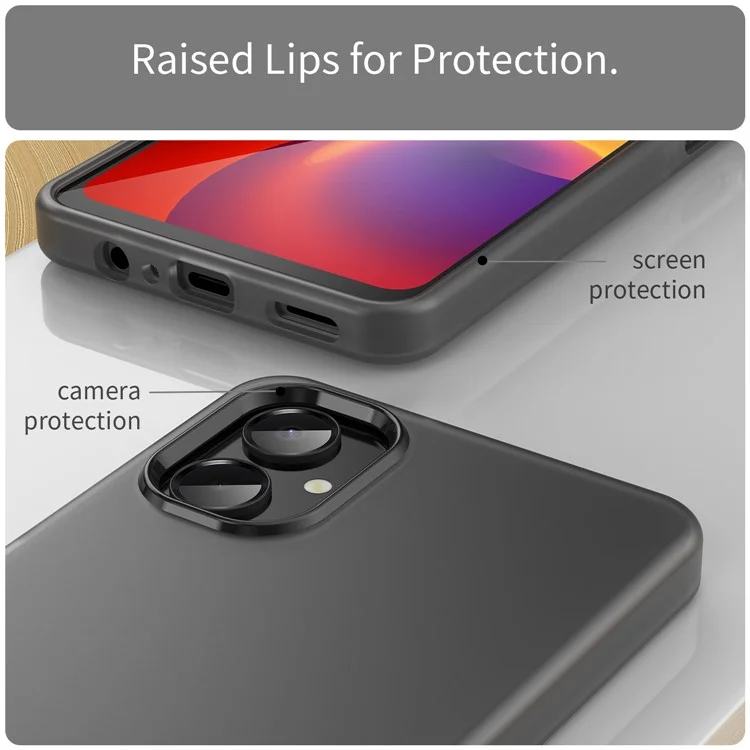 Cover per Samsung Galaxy A06 5G in TPU + PC - Design Opaco Trasparente - Nero