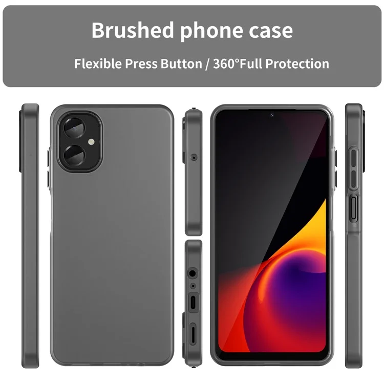 Cover per Samsung Galaxy A06 5G in TPU + PC - Design Opaco Trasparente - Nero