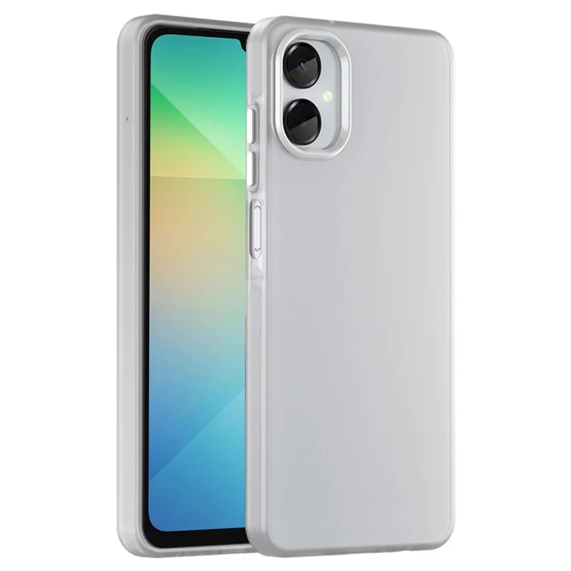 غطاء لهاتف Samsung Galaxy A06 5G من مادة TPU + PC، غطاء خلفي شفاف بلون أبيض غير لامع