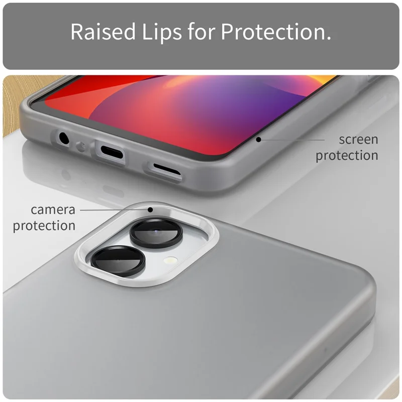 غطاء لهاتف Samsung Galaxy A06 5G من مادة TPU + PC، غطاء خلفي شفاف بلون أبيض غير لامع
