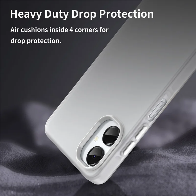 غطاء لهاتف Samsung Galaxy A06 5G من مادة TPU + PC، غطاء خلفي شفاف بلون أبيض غير لامع