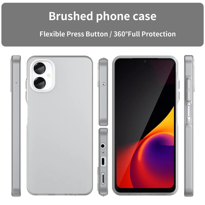 غطاء لهاتف Samsung Galaxy A06 5G من مادة TPU + PC، غطاء خلفي شفاف بلون أبيض غير لامع