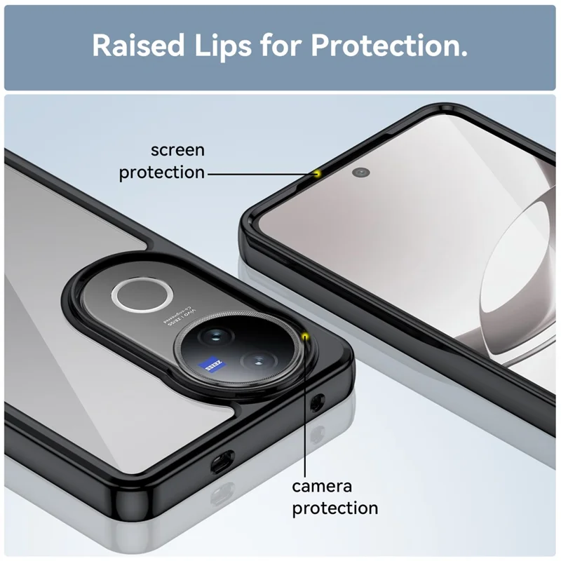 Étui pour vivo V50 5G TPU + Acrylique Protection Coque de Téléphone Transparente - Noir